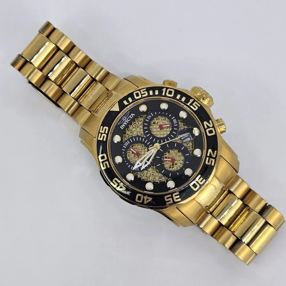 Invicta‎ 19837 Men Watch Pro Diver Chronograph Gold Dial Bracelet 6